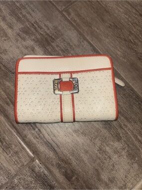 Brighton Cream Wallet with Orange Trim and Silver Accent